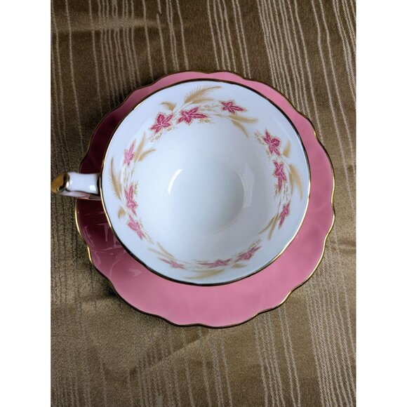 Vintage Aynsley Bone China Pink Tea Cup & Saucer With Floral Design - Picture 2 of 7